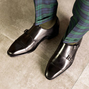 Black Goodyear Welted Double Monk Strap