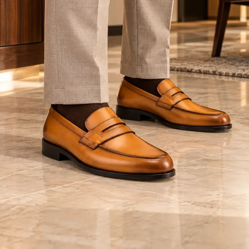 Tan Penny Loafers