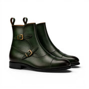 Forest Green Zip Buckle Boots