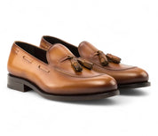Tan Burnished Leather Loafers