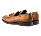 Tan Burnished Leather Loafers