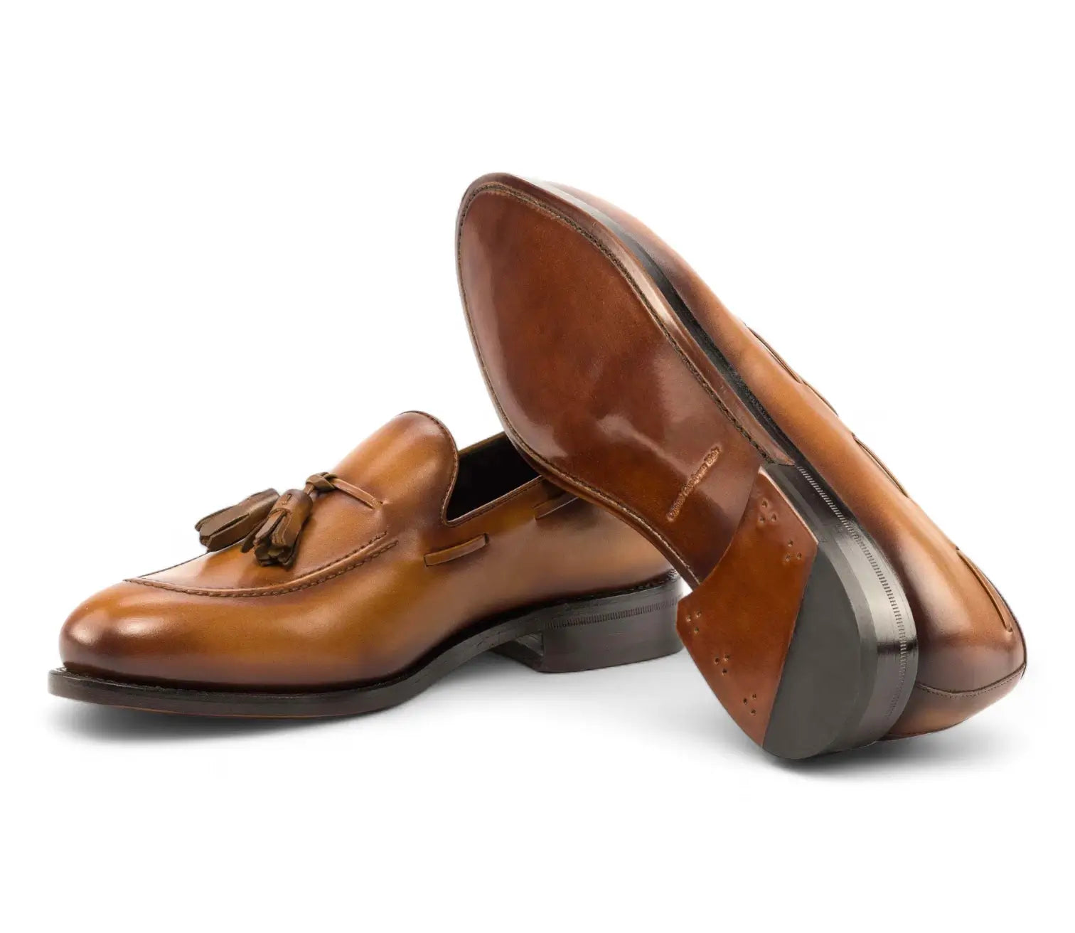 Tan Burnished Leather Loafers