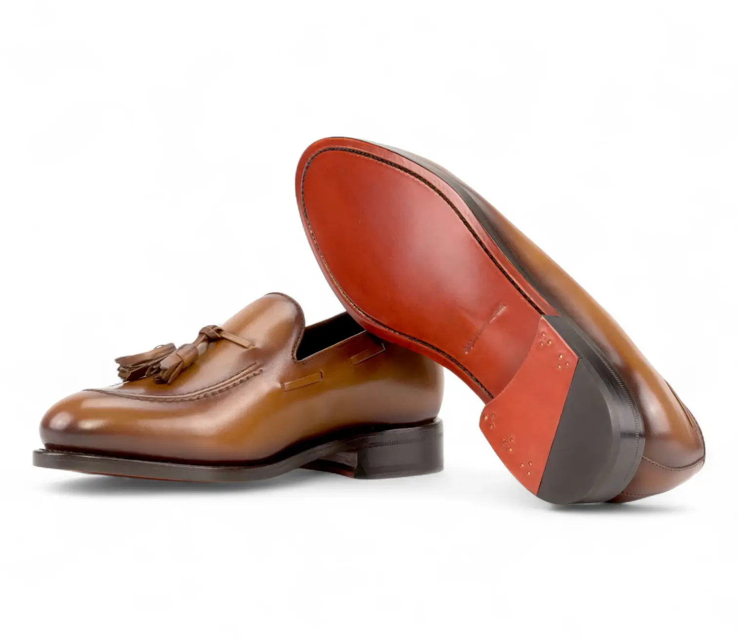Tan Burnished Leather Loafers