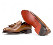 Tan Burnished Leather Loafers