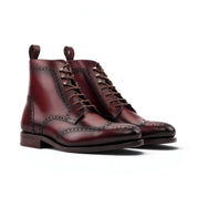Burgundy Military Brogue Boots
