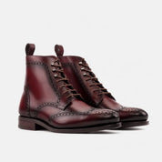 Burgundy Military Brogue Boots