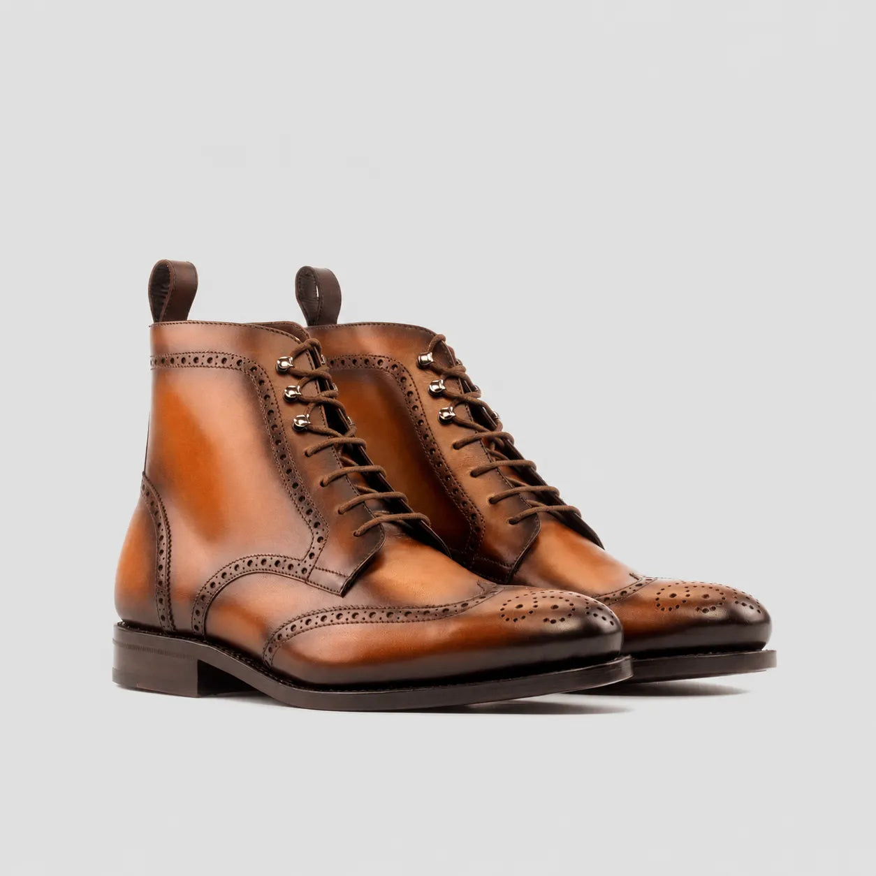 Cognac Military Brogue Boots