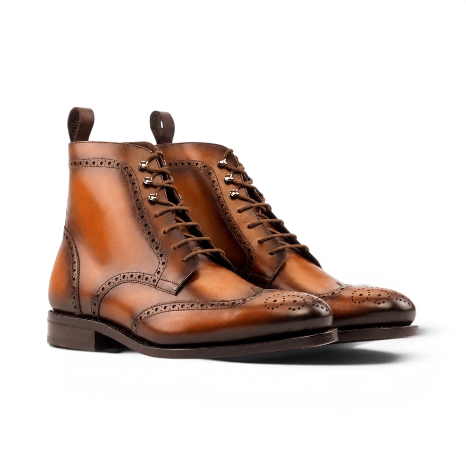Cognac Military Brogue Boots