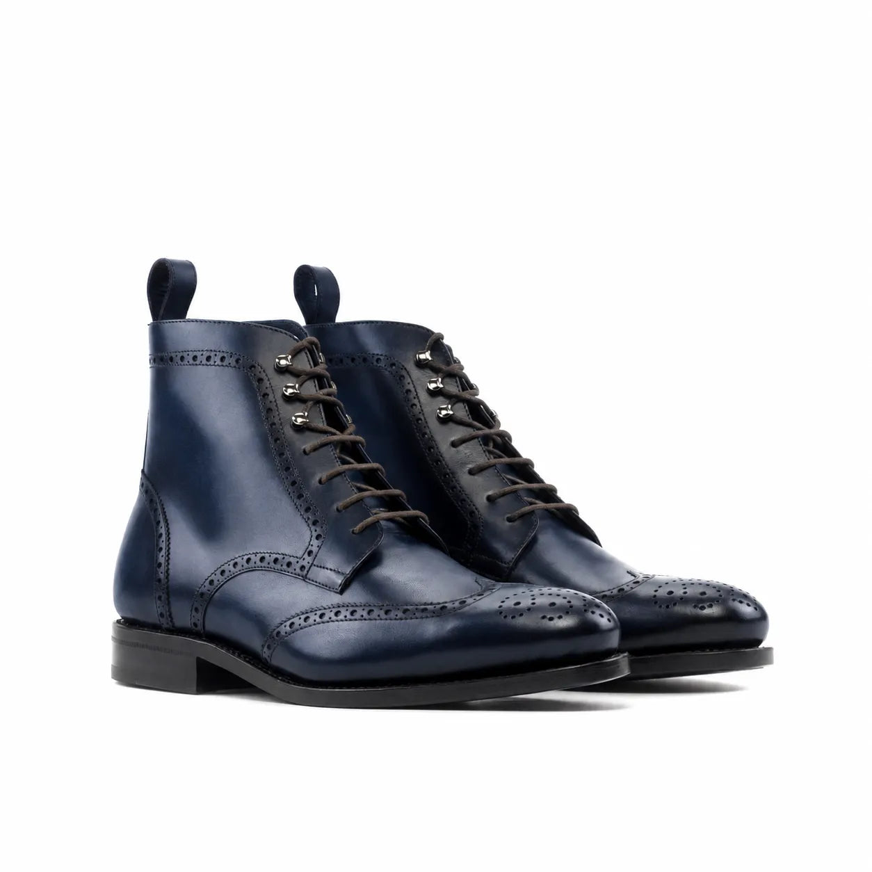 Navy Blue Military Brogue Boots