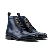 Navy Blue Military Brogue Boots