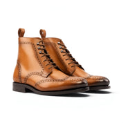 Tan Military Brogue Boots