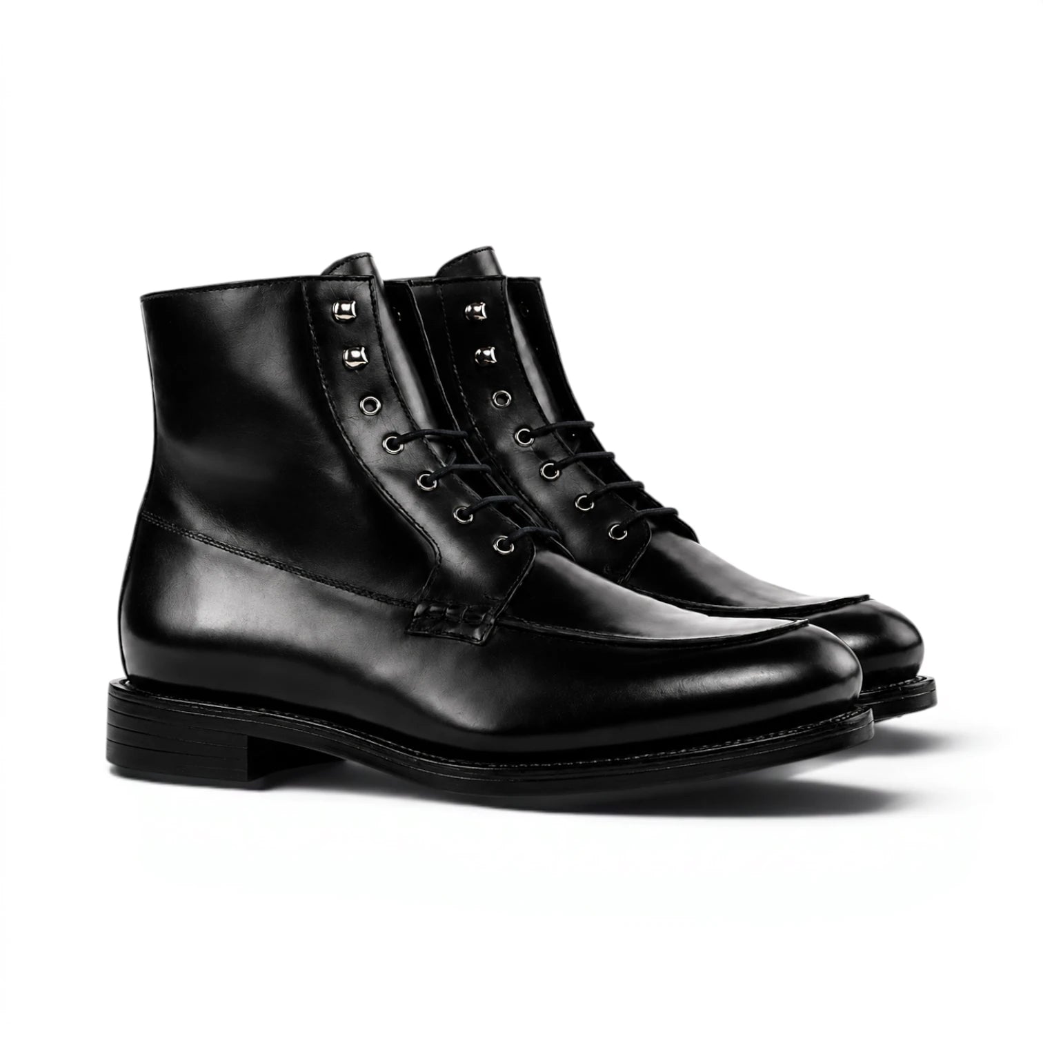 Black Moc Toe Boots