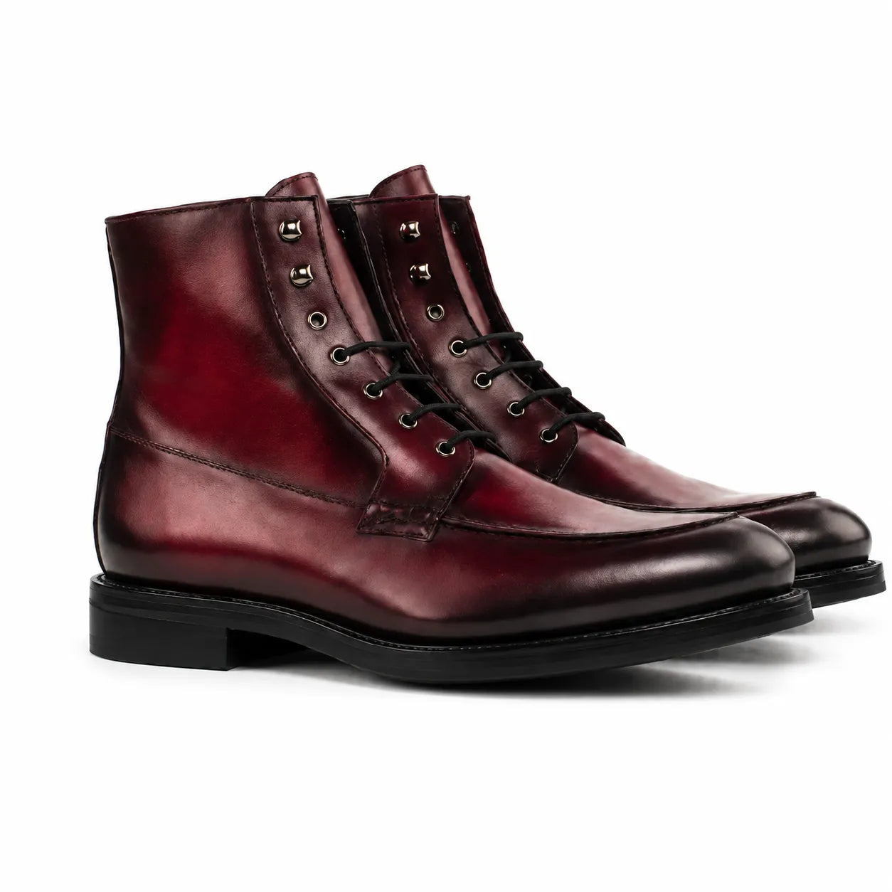 Burgundy Moc Toe Boots