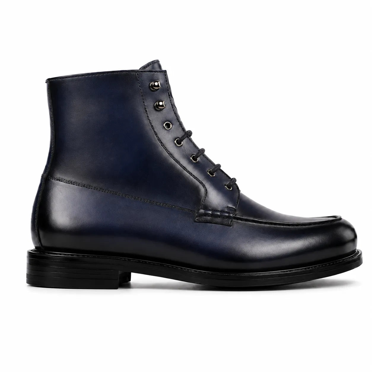 Navy Blue Moc Toe Boots