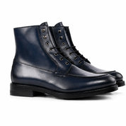 Navy Blue Moc Toe Boots