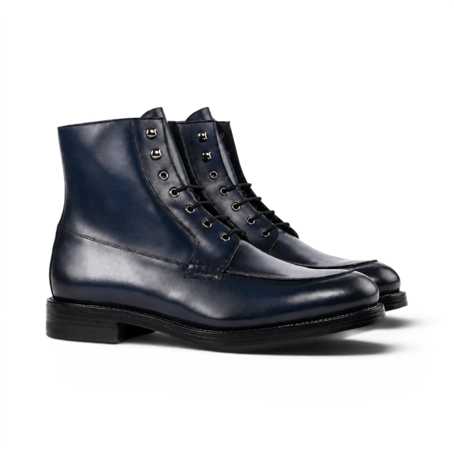 Navy Blue Moc Toe Boots