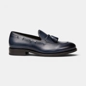 Navy Blue Leather Loafers