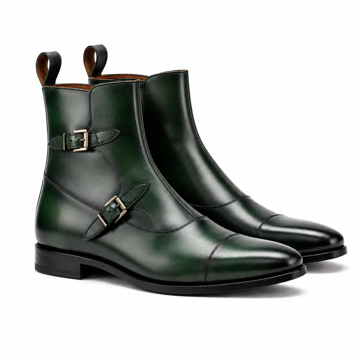 Forest Green Octavian Buckle Boots