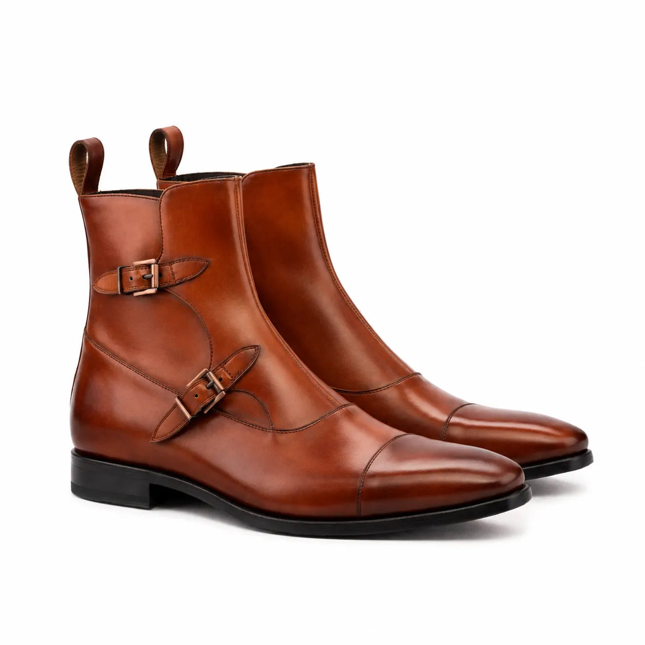 Cognac Octavian Buckle Boots