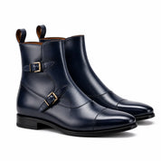 Navy Blue Octavian Buckle Boots