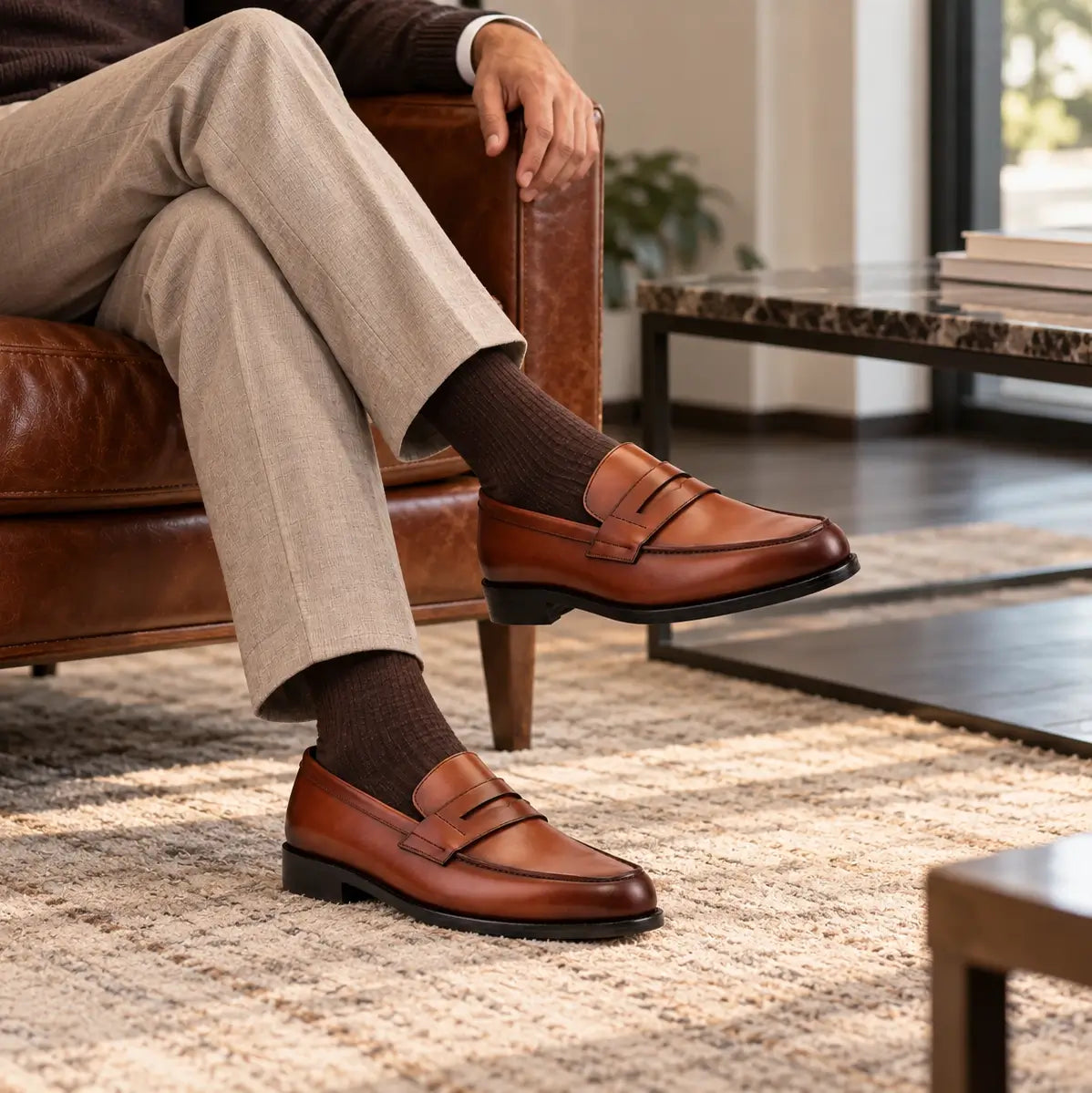 Cognac Penny Loafers