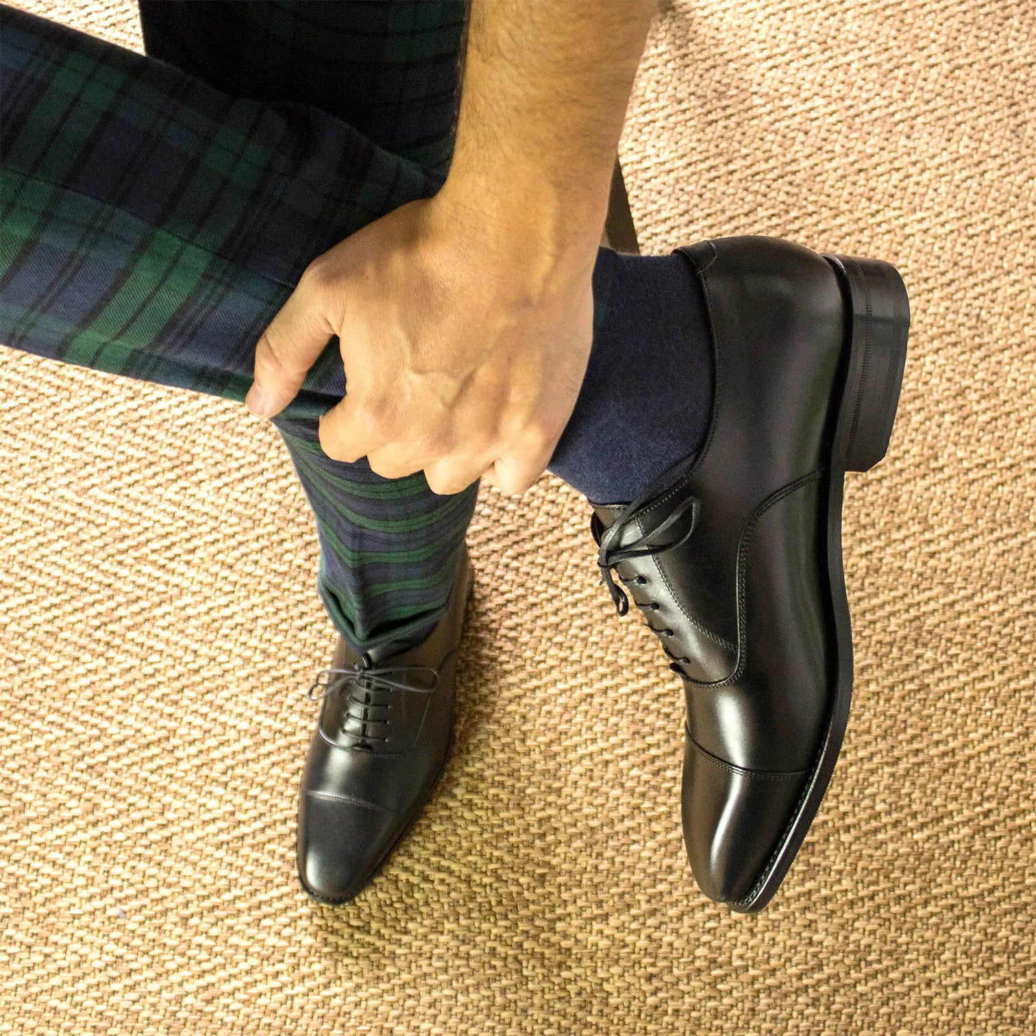 Black Goodyear Welted Oxford Cap Toe