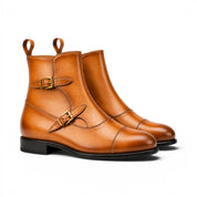 Tan Zip Buckle Boots