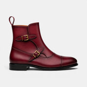 Burgundy Zip Buckle Boots