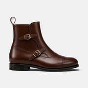 Dark Brown Zip Buckle Boots