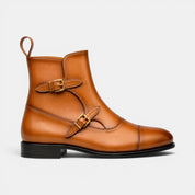 Tan Zip Buckle Boots