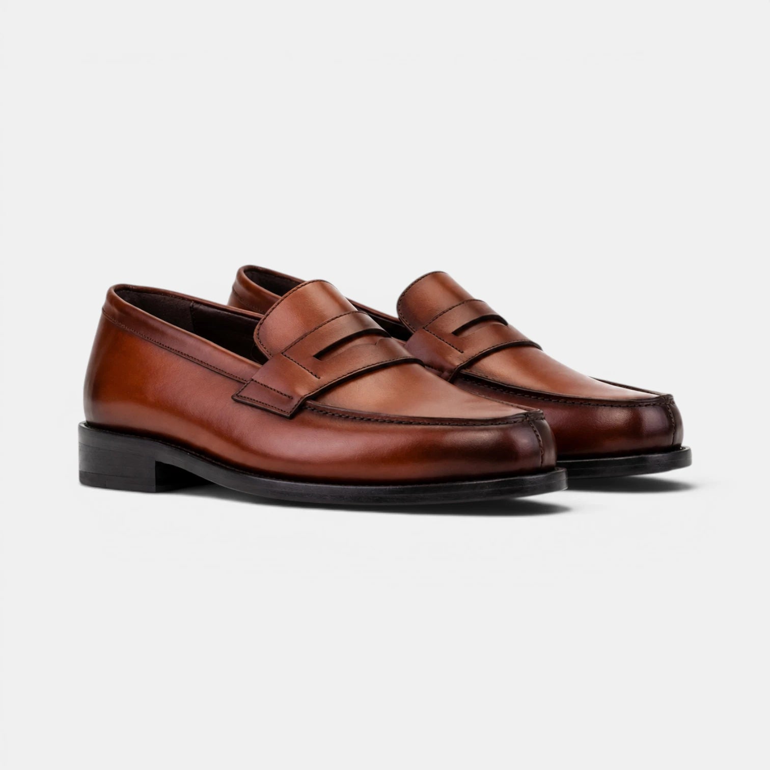 Cognac Penny Loafers Italian Calf Leather | Handmade in  display picture 1