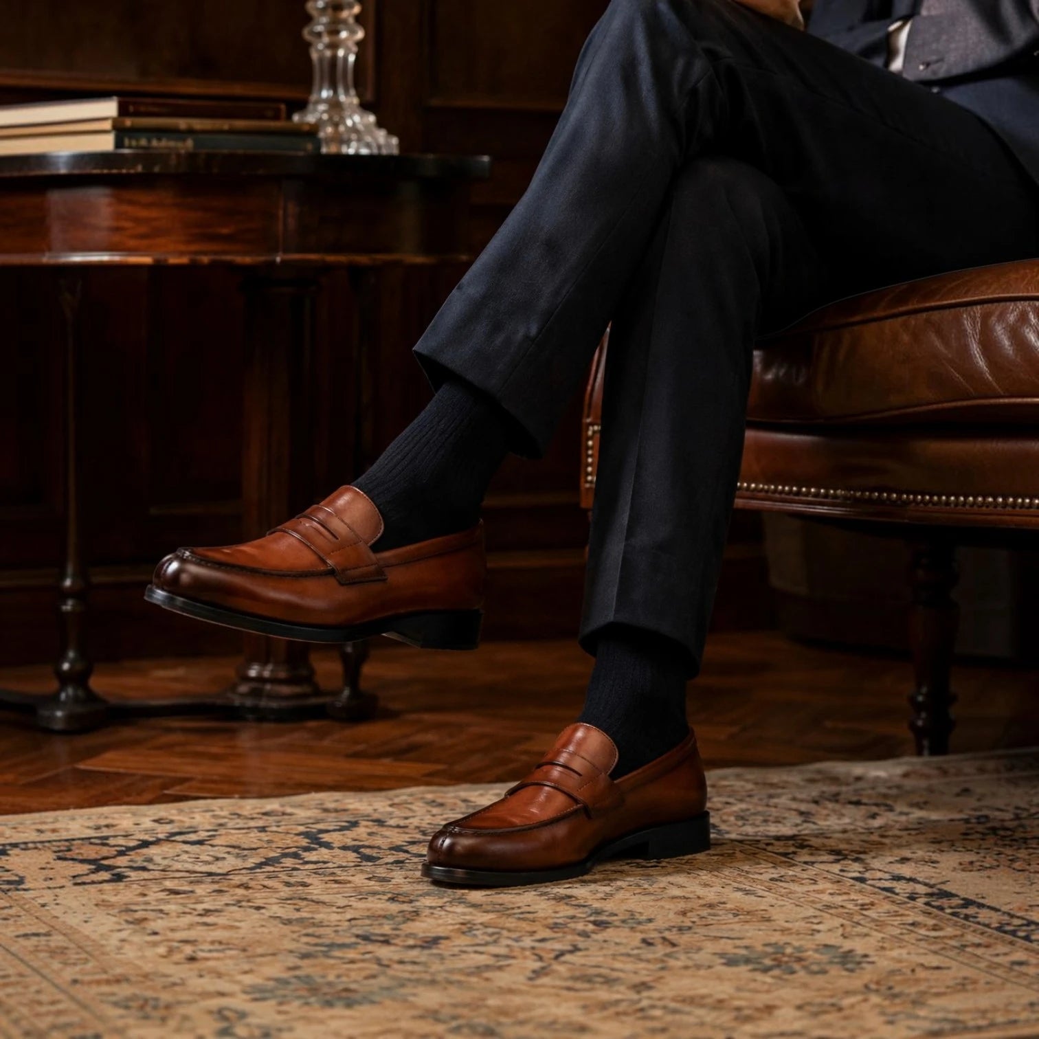 Cognac Penny Loafers Italian Calf Leather | Handmade in  display picture 2