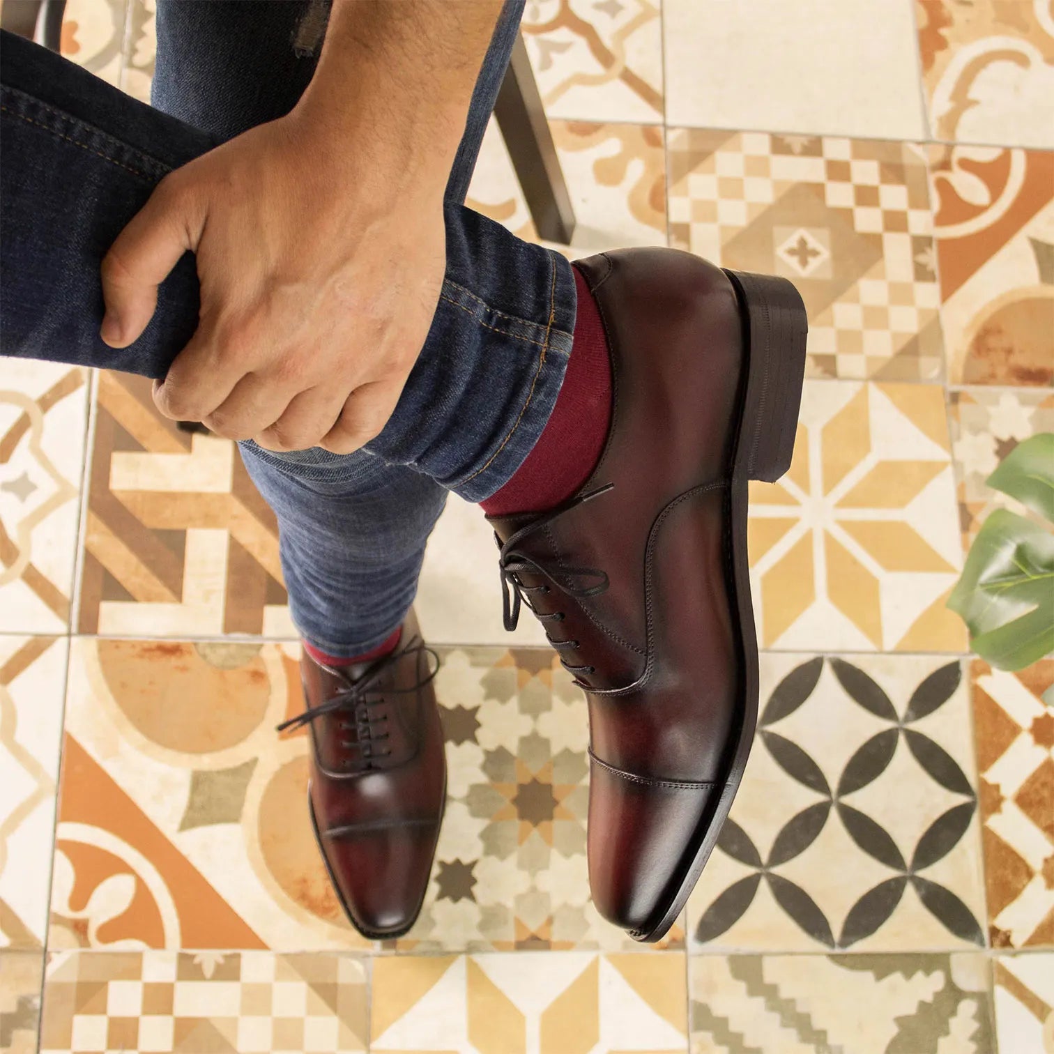 Burgundy Goodyear Welted Oxford Cap Toe