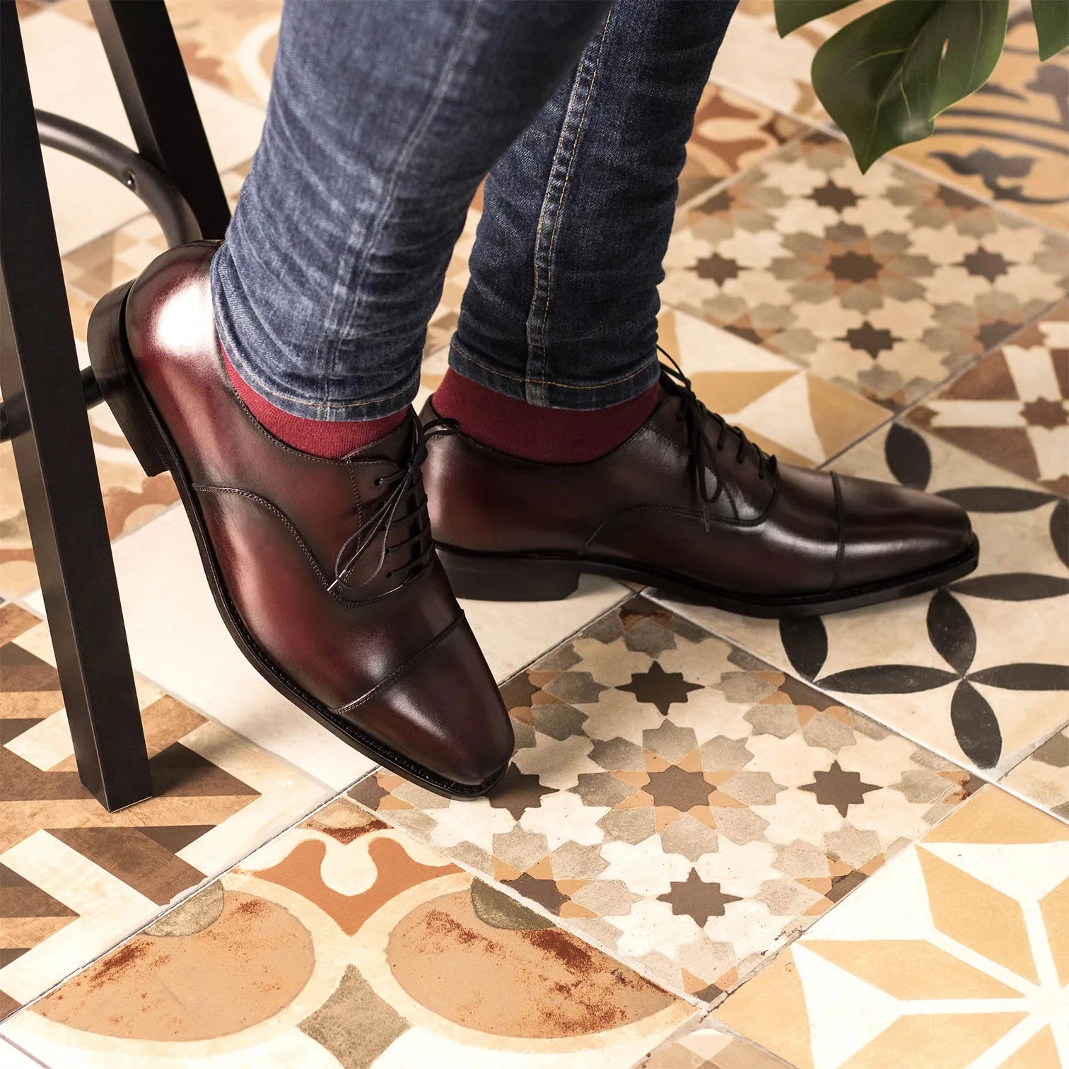 Burgundy Goodyear Welted Oxford Cap Toe